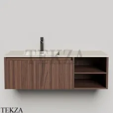 Salini Domino Тумба подвесная 120 с полкой, со столешницей Onda Plus S-Stone 27D212ONA, шпон, гладкий фасад