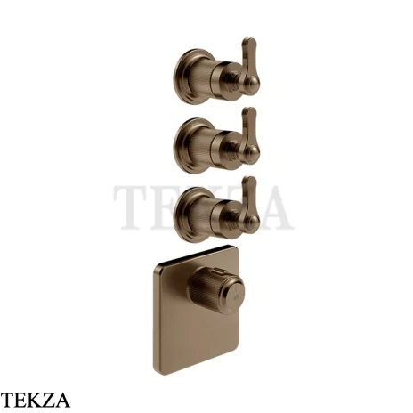Gessi VENTI20 Термостат для душа, 3 потока, внешняя часть 65206-761, Coffee Bronze Br. PVD