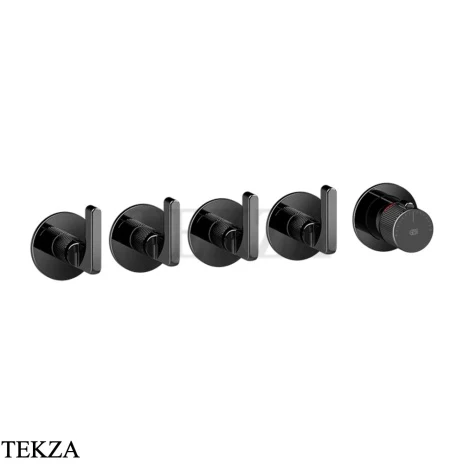 Gessi INCISO SHOWER Термостатический смеситель, 4 потока, внешняя часть 58338-706, Black Metal PVD