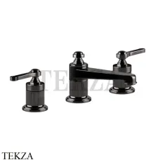 Gessi VENTI20 Смеситель для раковины на 3 отверстия низкий, с донным клапаном 65011-706, Black Metal