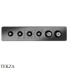 Gessi VENTI20 Термостатический смеситель на 4 потока с кнопками, внешняя часть 65226-707, Black Metal Brushed