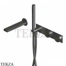 Ritmonio Dot316 Смеситель для ванны с гарнитуром, внешняя часть PR50EC101 IBX, Black Stainless Steel