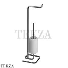 Gessi Goccia Стойка с держателем для туалетной бумаги и ершиком 38067-124, Black Metal