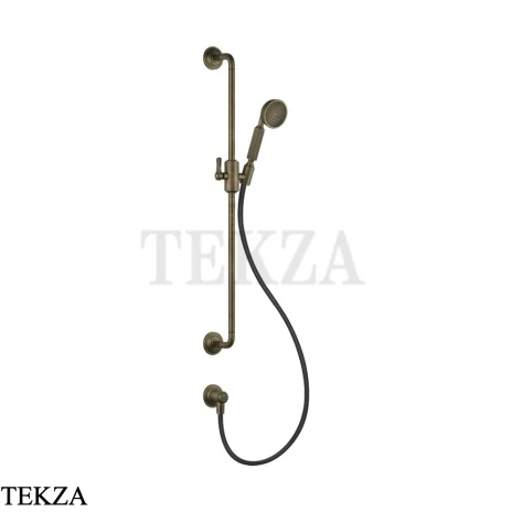 Gessi VENTI20 Штанга в комплекте с душевой лейкой, шланг, вывод 65142-713, Antique Brass