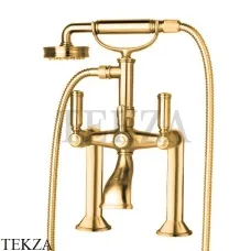 Bossini LIBERTY Смеситель на борт ванны, с гарнитуром Z001106.021, Золото глянец