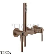 Gessi INGRANAGGIO Смеситель для душа на 2 потока, с гарнитуром, внешняя часть 63545-708, Copper Brushed