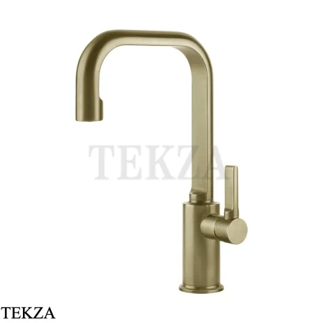 Gessi INCISO Смеситель для раковины высокий, ручка сбоку, без гарнитура 58006-727, Brushed Brass
