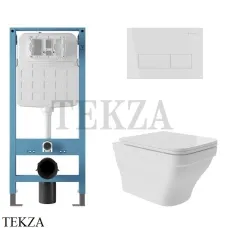 Aqueduto ESTETA Комплект унитаза c инсталляцией, кнопка белый глянец AQDS213, Белый глянец