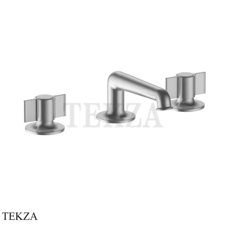 Fantini Flora Смеситель для раковины, с донным клапаном 7692J404, Brushed Steel Look PVD