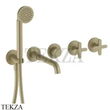 Fantini Icona Classic Смеситель для ванны, с гарнитуром, внешняя часть 53P6R019B, Matt British Gold PVD