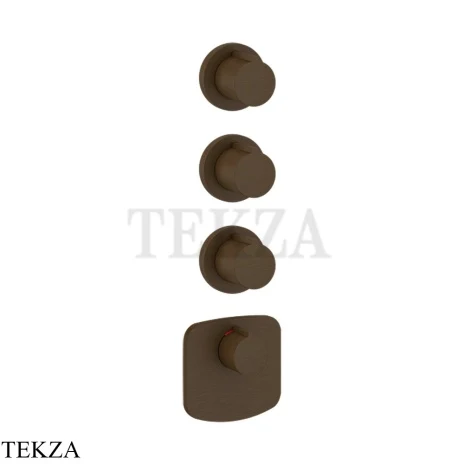 Gessi Ingranaggio-Anello Термостат для душа, 3 потока, внешняя часть 43236-845, Dark Bronze