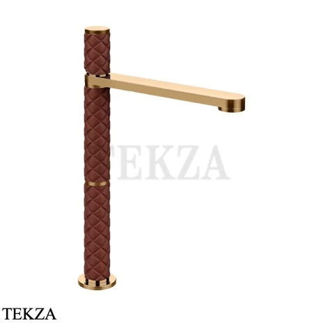 Gessi Pelle Tresse Смеситель для раковины высокий, с донным клапаном 78253-430, Red Cherry/ Warm Bronze PVD