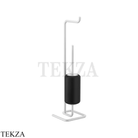 Gessi Goccia Стойка с держателем для туалетной бумаги и ершиком 38068-279, Matte White