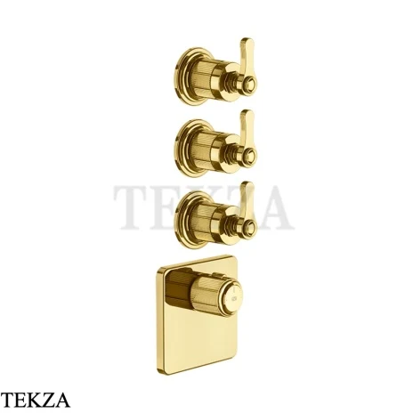 Gessi VENTI20 Термостат для душа, 3 потока, внешняя часть 65206-246, Gold PVD