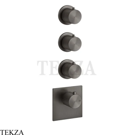 Gessi 316 WELLNESS Термостат 3 выхода, внешняя часть 54506-707, Black Metal Brushed PVD
