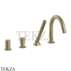 Fantini Nostromo Смеситель на борт ванны с гарнитуром, 50P61665, Matt British Gold