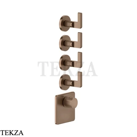 Gessi INCISO WELLNESS Термостат 4 выхода, внешняя часть 58218-708, Copper Brushed PVD