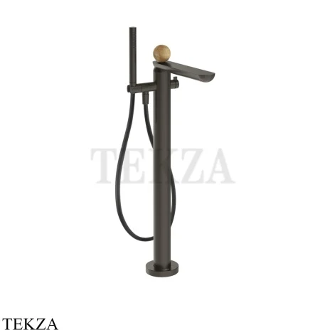 Gessi Perle Смеситель для ванны напольный, внешняя часть 74329-707, black хром Brush