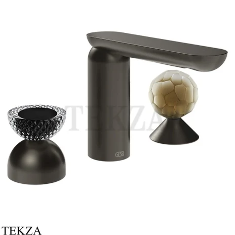 Gessi Perle Смеситель для раковины на 3 отв., без гарнитура 74748-707, black хром Brush