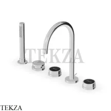 Zucchetti Savoir Смеситель для ванны с душевым гарнитуром ZSV483.CN, хром глянец-черный