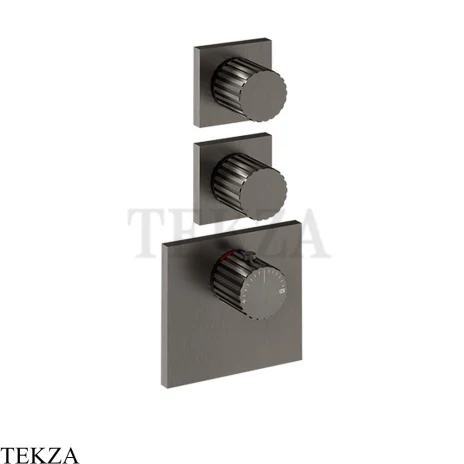 Gessi Incastri Термостат для душа 2 потока, внешняя часть 75304-707, black хром Brush