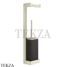 Gessi Rettangolo Стойка настенная с бумагодержателем и ершиком, черный 20868-720, Nickel PVD