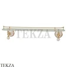 Migliore Provance Полка стеклянная с галереей, керамика с декором 17701, золото глянец