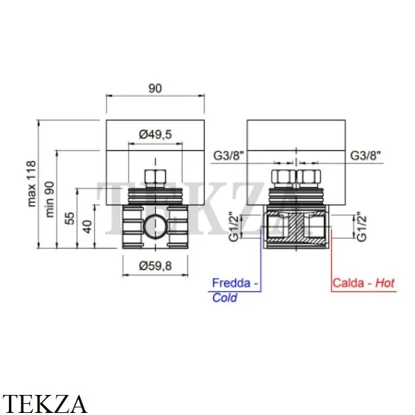 Antonio Lupi INDIGO Встраиваемая часть для напольного смесителя ND902