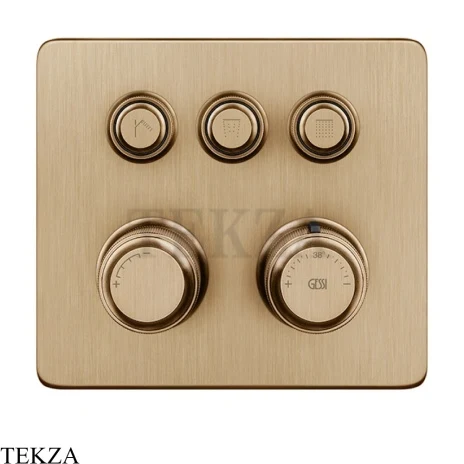 Gessi VENTI20 Термостатический смеситель на 3 потока, внешняя часть 65234-726, Warm Bronze Br. PVD