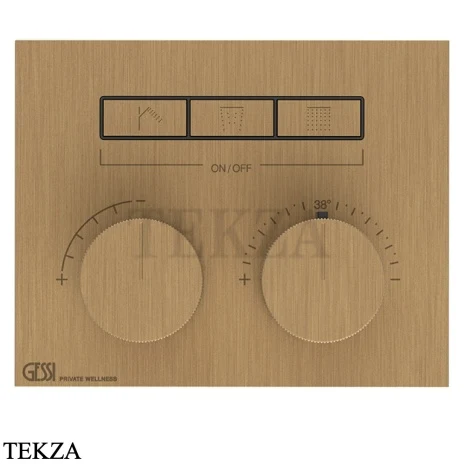 Gessi HI-FI Термостатический смеситель на 3 потока, внешняя часть 63006-713, бронза classic