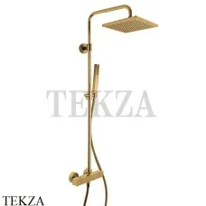 FIMA Carlo Frattini Душевая колонна с термостатом, верхний душ 25х25, Brushed gold