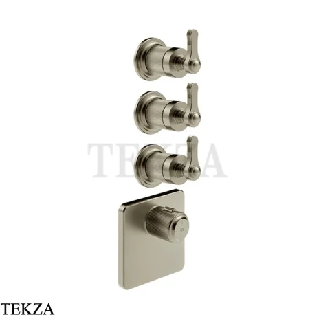 Gessi VENTI20 Термостат для душа, 3 потока, внешняя часть 65206-149, Finox Brushed Nickel