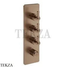 Gessi VENTI20 Термостат для душа, 3 потока, внешняя часть 65204-708, Copper Br. PVD