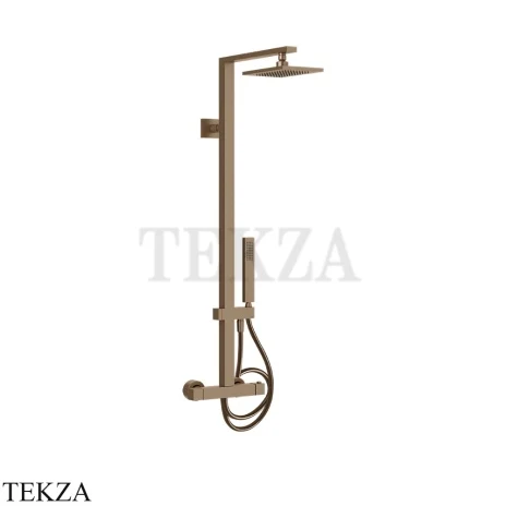 Gessi Rettangolo shower Душевая колонна с термостатом 23447-708, Copper Brushed PVD