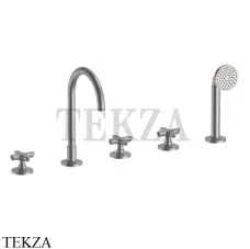 Fantini Icona Classic Смеситель на борт ванны с гарнитуром 53Q8R065, Raw Metal PVD