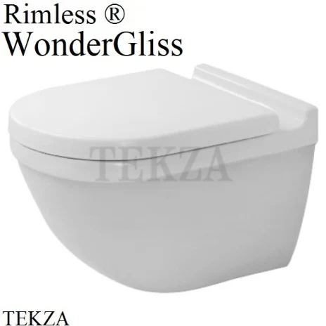 Duravit Starck 3 Унитаз подвесной, чаша без ободка 25270900001, белый глянец WonderGliss