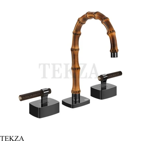Gessi Jacqueline Смеситель для раковины на 3 отв., без донного клапана 77211-706, black хром глянец