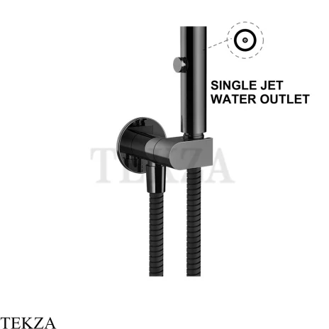 Gessi Гидроершик настенный с запорным клапаном, 45122-706, black хром глянец