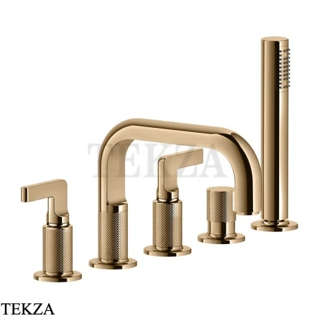Gessi INCISO Смеситель на борт ванны с изливом, гарнитуром 58040-735, Warm Bronze PVD