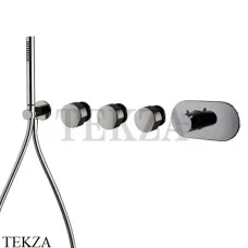 FIMA Carlo Frattini Spillo UP Термостат для душа 3 потока с гарнитуром, внешняя часть F3178X3CS, Brushed black chrome