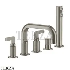 Gessi INCISO Смеситель на борт ванны с изливом, гарнитуром 58040-149, Finox Brushed Nickel