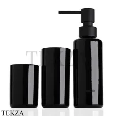 Decor Walther POP UP Набор аксессуаров из стекла: стаканчики и дозатор 0940063, Черный Decor Walther POP UP Набор аксессуаров из стекла: стаканчики и дозатор 0940063, Черный