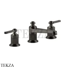 Gessi VENTI20 Смеситель для раковины на 3 отверстия низкий, с донным клапаном 65011-707, Black Metal Brushed