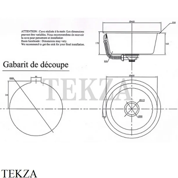 Herbeau SAONE Кухонная мойка круглая, металл