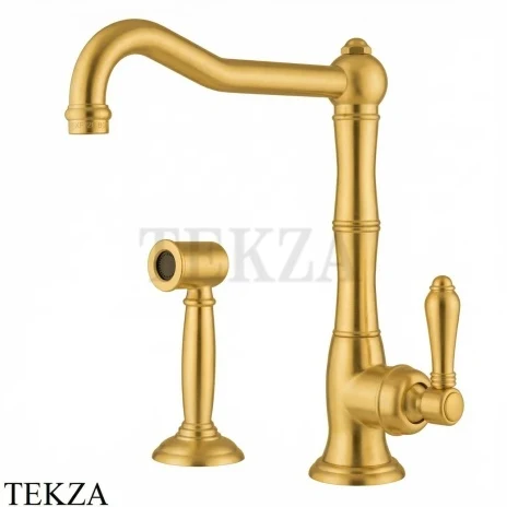 Nicolazzi Cucina Смеситель для кухни с изогнутым изливом и отдельным душем 3450WSSG75C, Satin gold