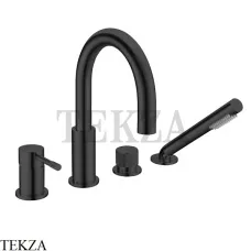 Boheme Uno Смеситель врезной на борт ванны с душевым гарнитуром Uno 460-B Black Черный матовый