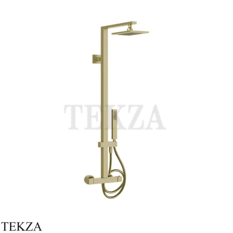 Gessi Rettangolo shower Душевая колонна с термостатом 23447-727, Brushed Brass PVD