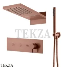 Boheme FUSION Смеситель для душа, 3 потока, верхний душ, гарнитур 130-CB, Copper Brushed