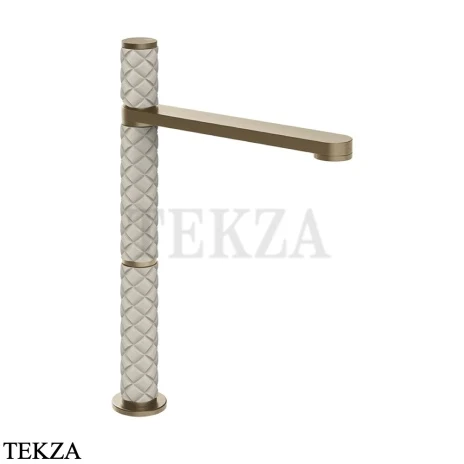 Gessi Pelle Tresse Смеситель для раковины высокий, с донным клапаном 78253-432, Crème/ Finox Br. Nickel