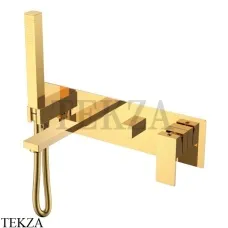 Boheme Qubic Смеситель для ванны, с изливом, ручной душ, комплект 474-2-G, Золото глянец